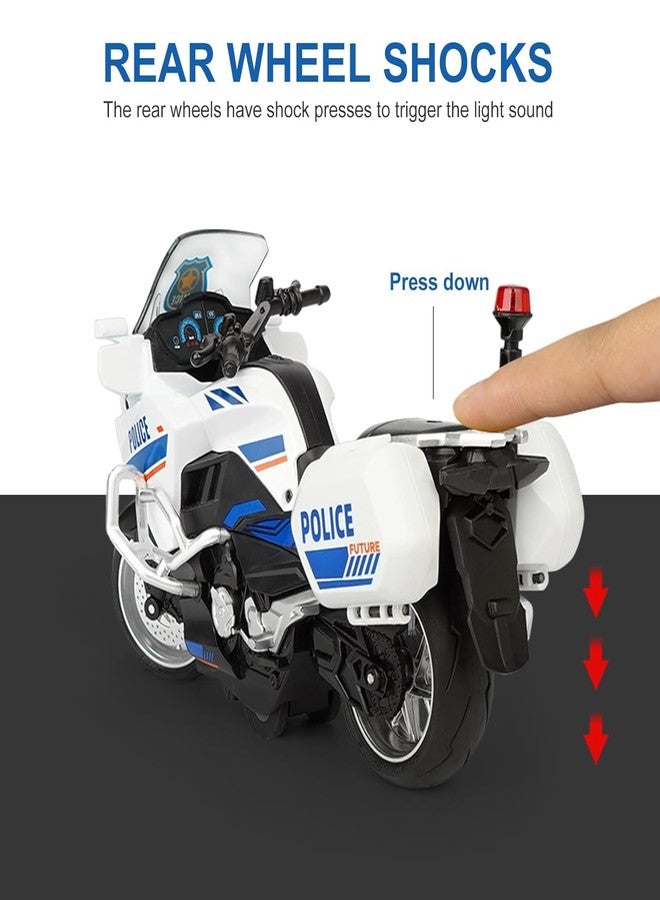 FEXXA لعبة دراجة نارية للشرطة من فيكسا - ألعاب دراجات نارية تعمل بالسحب للخلف، هدية صغيرة مع موسيقى وإضاءة، لعبة دراجات نارية لاتيه للأطفال الأولاد من سن 3 إلى 8 سنوات [جديد] (دراجة المستقبل - شرطة)، متعددة الألوان - Image 5